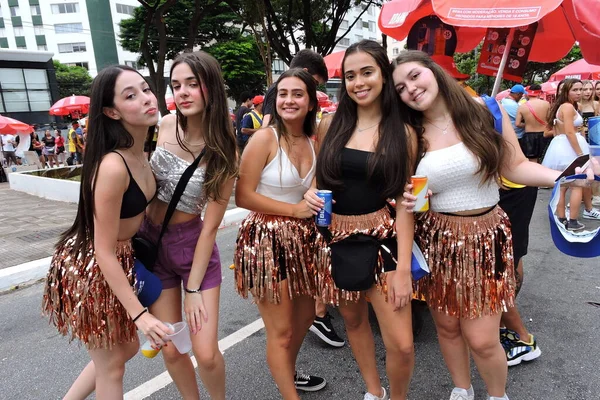 サンパウロ ブラジル 2024 伝統的なカーニバルグループは 土曜日の午後 ピニーロス近郊のアヴェニー ヘンリク シューマンで カーニバルパレードを開催しました — ストック写真