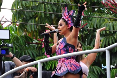 Sao Paulo (SP), 04 / 02 / 2024 - Şarkıcı Lexa, Bloco Sapequinha 'daki performans sırasında, blok bu Cumartesi, 3 Şubat 2024' ün erken saatlerinde Rio de Janeiro 'daki MAM' de gerçekleşti.. 