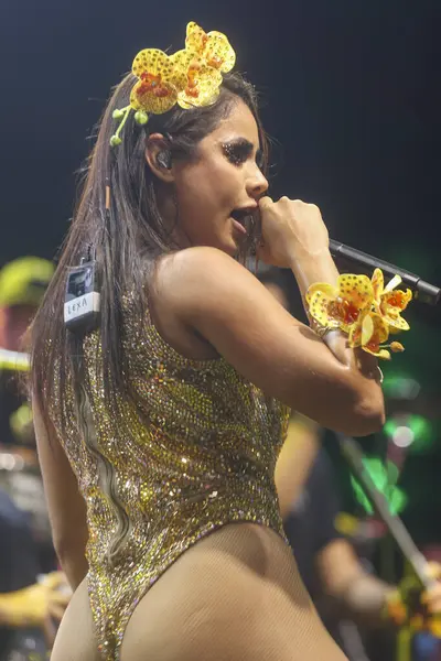 RIO DE JANEIRO (RJ), Brezilya 03 / 02 / 2024 - Şarkıcı Lexa Bloco Sapequinha 'da bir performans sırasında, blok bu Cumartesi, 3 Şubat 2024' ün erken saatlerinde, Rio de Janeiro kentindeki MAM 'de gerçekleşti.. 