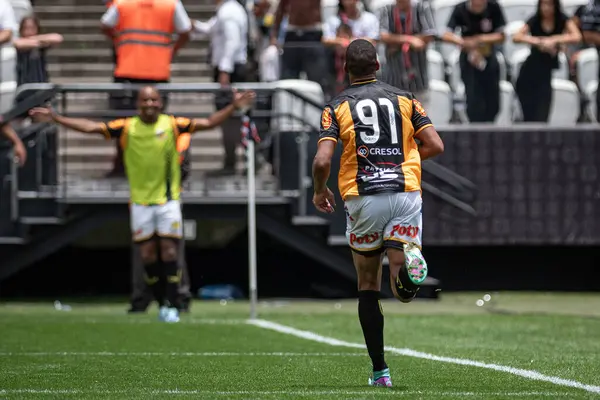 Sao Paulo (SP), Brezilya 04 / 02 / 2024 - Jenison, So Paulo 'nun doğu bölgesindeki Neo Quimica Arena' da düzenlenen Campeonato Paulista 2024 'ün beşinci turu için geçerli olan Corinthians ve Novorizontino arasında oynanan karşılaşmada golünü kutluyor.