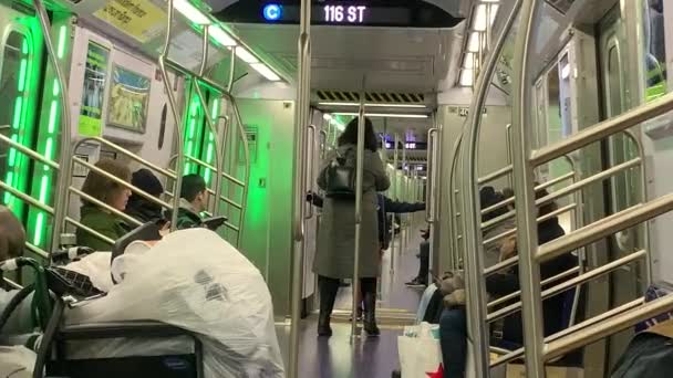 Aankomst Van Langverwachte Mtas Open Gangway Metro Auto New York — Stockvideo