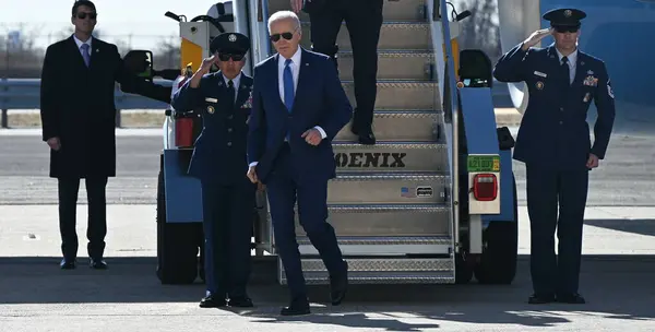 President Joe Biden Arriveert John Kennedy International Airport Queens New — Stockfoto