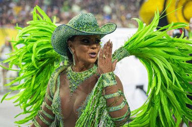 SAO PAULO (SP), Brezilya 02 / 09 / 2024 - Sao Paulo samba okullarının geçit töreni sırasında Viviane Araujo, Sao Paulo samba okullarının Anhembi Sambadrome 'da düzenlenen özel grubu için geçerlidir.