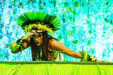 SAO PAULO (SP), Brezilya 02 / 10 / 2024 - Sambodromo do Anhembi 'de düzenlenen Sao Paulo samba okullarının geçit töreninde Mocidade Alegre