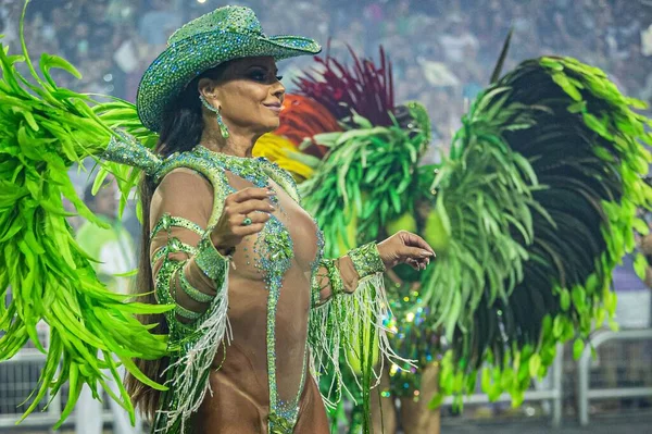 Sao Paulo Brasil 2024 Viviane Araujo Durante Desfile Las Escuelas —  Fotos de Stock