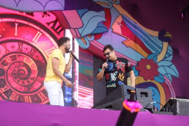 SAO PAULO 02/10/2024. Festival Carnaval na Cidade, şarkıcılarıyla Clayton ve Romario, bu Cumartesi, 10 Şubat 2024. 