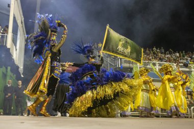 SAO PAULO (SP), Brezilya 02 / 09 / 2024 - Sao Paulo samba okulunun geçit töreni, Anhembi Sambadrome 'da düzenlenen Sao Paulo samba okullarının özel grubu için Yeşil ve Beyaz Gömlek geçerli 