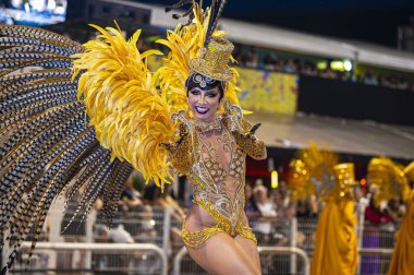 SAO PAULO (SP), Brezilya 02 / 10 / 2024 - Sao Paulo samba okullarının geçit töreni sırasında Marina Franco, Anhembi Sambadrome 'da düzenlenen Samba Paulo özel okullarının geçit törenleri için geçerlidir.