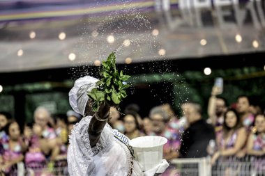 SAO PAULO (SP), Brezilya 02 / 11 / 2024 - Sao Paulo, Nene de Vila Matilde samba okullarının geçit töreni, Sao Paulo Sambadrome 'da düzenlenen samba okullarının erişim grubu için geçerlidir.