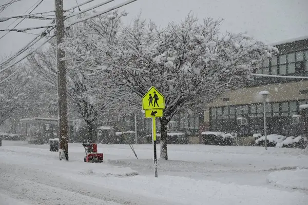 Snowstorm Affects Fair Lawn High School Fair Lawn New Jersey — Stock Photo, Image