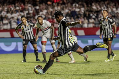 Sao Paulo (SP), 02/14/2024 - Santos player Alfredo Morelos, celebrates a goal during a match between Sao Paulo and Santos, valid for the eighth round of the 2024 Campeonato Paulista, held at the Morumbi Stadium  clipart