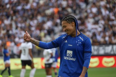 Sao Paulo (SP), Brezilya 02 / 18 / 2024 - Korintliler, Itaquera 'daki Neo Quimica Arena' da düzenlenen Bayanlar Süper Kupa finali için geçerli olan 2024 Bayanlar Süper Kupası - Corinthians x Cruzeiro arasındaki maçı kutladılar