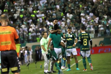SAO PAULO (SP) Brezilya 02 / 18 / 2024 - Oyuncu Flaco Lopez, Palmeiras ve Corinthians arasında oynanan ve bu Pazar Arena Barueri 'de yapılan Campeonato Paulista için geçerli olan maçta golü kutluyor, 18,. 