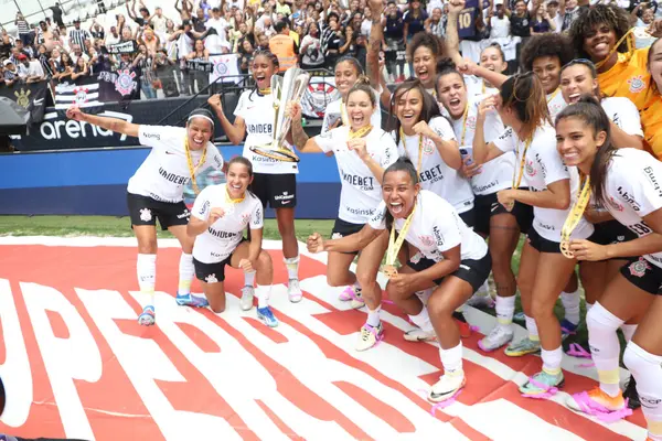 Sao Paulo Brazil 2024 Corinthians Players Celebrate Winning 2024 Women — Stock Photo, Image