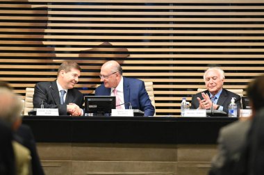 Sao Paulo SP, 02 / 19 / 2024 - Geraldo Alckmin Cumhuriyetin başkan yardımcısı, Michel Temer Brezilya 'nın eski başkanı, Josue Gomes FIESP Başkanı, Fiesp Konseyi toplantısına katıldı