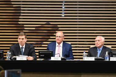 Sao Paulo SP, 02 / 19 / 2024 - Geraldo Alckmin Cumhuriyetin başkan yardımcısı, Michel Temer Brezilya 'nın eski başkanı, Josue Gomes FIESP Başkanı, Fiesp Konseyi toplantısına katıldı 