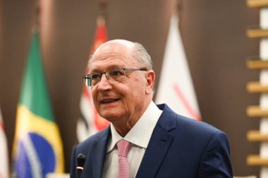 SAO PAULO (SP), 02 / 19 / 2024 - COLLECTIVE-presSS-ALCKMIN-SP - Geraldo Alckmin Brezilya Başkan Yardımcısı, (FIESP) Av bölgesinin genel merkezinde düzenlediği basın toplantısında. Paulista bu pazartesi, 19 Şubat 2024.