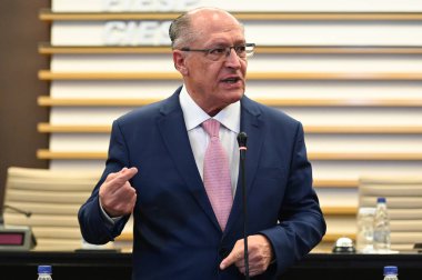 SAO PAULO (SP), 02 / 19 / 2024 - COLLECTIVE-presSS-ALCKMIN-SP - Geraldo Alckmin Brezilya Başkan Yardımcısı, (FIESP) Av bölgesinin genel merkezinde düzenlediği basın toplantısında. Paulista bu pazartesi, 19 Şubat 2024.