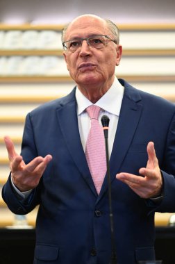 SAO PAULO (SP), 02 / 19 / 2024 - COLLECTIVE-presSS-ALCKMIN-SP - Geraldo Alckmin Brezilya Başkan Yardımcısı, (FIESP) Av bölgesinin genel merkezinde düzenlediği basın toplantısında. Paulista bu pazartesi, 19 Şubat 2024.