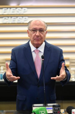 SAO PAULO (SP), 02 / 19 / 2024 - COLLECTIVE-presSS-ALCKMIN-SP - Geraldo Alckmin Brezilya Başkan Yardımcısı, (FIESP) Av bölgesinin genel merkezinde düzenlediği basın toplantısında. Paulista bu pazartesi, 19 Şubat 2024.