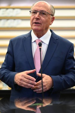 SAO PAULO (SP), 02 / 19 / 2024 - COLLECTIVE-presSS-ALCKMIN-SP - Geraldo Alckmin Brezilya Başkan Yardımcısı, (FIESP) Av bölgesinin genel merkezinde düzenlediği basın toplantısında. Paulista bu pazartesi, 19 Şubat 2024.