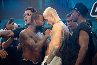 Sao Paulo (SP), Brezilya 02 / 23 / 2024 - WEIGH-INS Cuma, 23 Şubat 2024. Etkinliğin ana dövüşü Acelino Popo x Kleber Bamam ve bu Cumartesi, 24 Şubat 'ta gerçekleşecek.. 