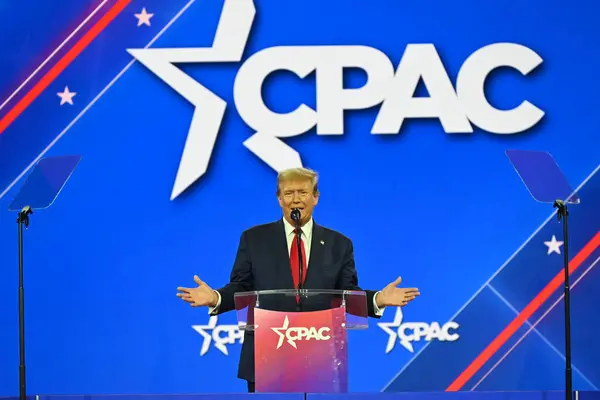 Presidente Estados Unidos Donald Trump Hace Comentarios Conferencia Acción Política — Foto de Stock