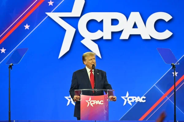 Ancien Président Américain Donald Trump Prononce Discours Conférence Action Politique — Photo
