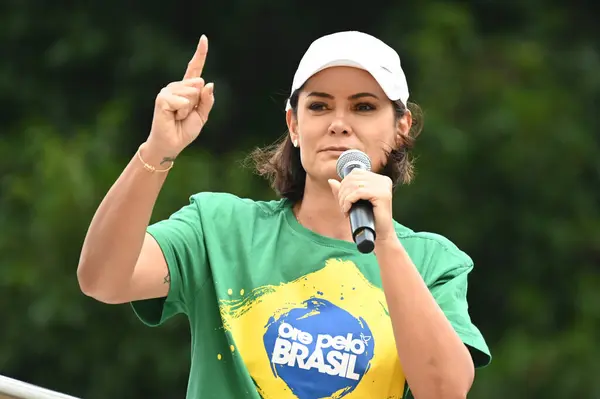 Sao Paulo Brésil 2024 Ancienne Première Dame Michelle Bolsonaro Lors — Photo