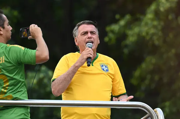 Сан Паулу Бразилия 2024 Бывший Президент Бразилии Хайр Мессиас Болсонаро — стоковое фото