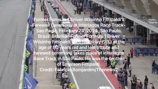 Sao Paulo Brazylia 2024 Pilot Wilsinho Żegna Się Torze Interlagos — Wideo stockowe