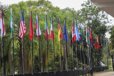 Sao Paulo (SP), Brezilya 02 / 26 / 2024 Facade ve hareket, Maliye ve Bankacılık Milletvekillerinin ikinci toplantısının 26 ve 27 Şubat 2024 tarihlerinde Biennial Pavyonu 'nda, Pazartesi ve Salı günleri G20 merkezlerinde gerçekleşeceği yer.
