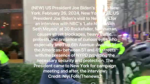 대통령 바이든의 2024년 26일 대통령 바이든이 뉴욕을 방문하여 맨해튼의 록펠러에서 — 비디오
