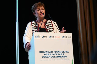 Sao Paulo (SP), 02 / 28 / 2024 - Kristalina Georgieva Uluslararası Para Fonu Genel Müdürü, Sao Paulo 'daki G20 bakanlar toplantısına paralel olarak düzenlenen (IDB) toplantısında konuştu.