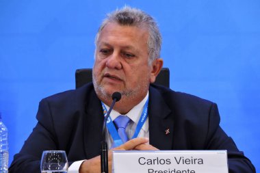 SAO PAULO (SP), Brezilya 02 / 28 / 2024 - Caixa Economica Federal Carlos Vieira Başkanı, bu Çarşamba, 28 Şubat 2024 tarihinde bankanın son çeyreğinde bankanın sonuçları hakkında bir basın toplantısı düzenledi. .