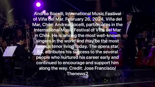 Andrea Bocelli Festival Internacional Música Del Mar Febrero 2024 Del — Vídeo de stock