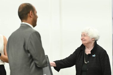 Sao Paulo (SP), Brezilya 02 / 29 / 2024 - ABD Hazine Bakanı Janet Yellen ile G20 üye ülkelerinin Maliye Bakanları ve Merkez Bankaları Başkanları arasındaki ikili toplantı sırasında