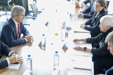 Sao Paulo (SP), Brezilya 02 / 29 / 2024 - ABD Hazine Bakanı Janet Yellen ile G20 üye ülkelerinin Maliye Bakanları ve Merkez Bankaları Başkanları arasındaki ikili toplantı sırasında