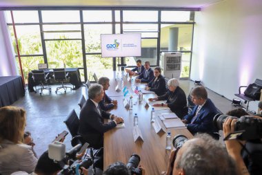 Sao Paulo (SP), Brezilya 02 / 29 / 2024 - ABD Hazine Bakanı Janet Yellen ile G20 üye ülkelerinin Maliye Bakanları ve Merkez Bankaları Başkanları arasındaki ikili toplantı sırasında