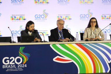 Sao Paulo (SP), Brezilya 02 / 29 / 2024 - Paulo Picchetti Brezilya Merkez Bankası Uluslararası İlişkiler ve Kurumsal Risk Yönetimi Direktörü, basın toplantısında