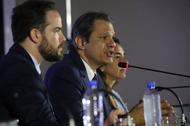 Sao Paulo (SP), Brezilya 02 / 29 / 2024 - Brezilya Maliye Bakanı Fernando Haddad, G20 Merkez Bankası üyeleri Maliye Bakanı ve Cumhurbaşkanları toplantısının son gününde basın toplantısı düzenledi 