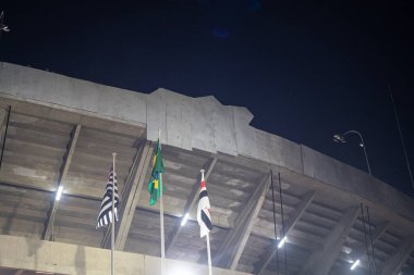 Sao Paulo (SP), Brezilya 03 / 04 / 2024 - Morumbi 'deki Cicero Pompeu de Toledo Stadyumu' nun yeni cephesi açılıştan önce kapalıydı. Bu pazar, 4 Mart 2024 'te stadyumun ön tarafı belgenin açıklanmasını bekliyor.. 