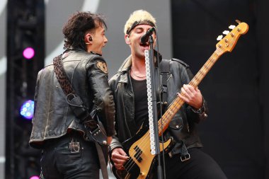 Sao Paulo (SP), Brezilya 03 / 02 / 2024 - Bu Cumartesi, Sao Paulo 'daki Allianz Parque stadyumunda, I Wanna Be Tour festivali sırasında Boys Like Girls grubunun gösterisi 