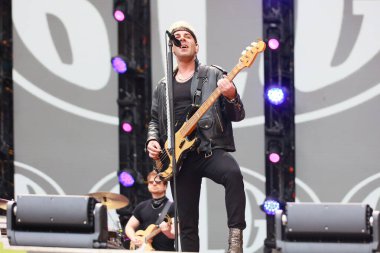 Sao Paulo (SP), Brezilya 03 / 02 / 2024 - Bu Cumartesi, Sao Paulo 'daki Allianz Parque stadyumunda, I Wanna Be Tour festivali sırasında Boys Like Girls grubunun gösterisi 