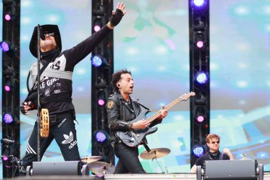 Sao Paulo (SP), Brezilya 03 / 02 / 2024 - Bu Cumartesi, Sao Paulo 'daki Allianz Parque stadyumunda, I Wanna Be Tour festivali sırasında Boys Like Girls grubunun gösterisi 