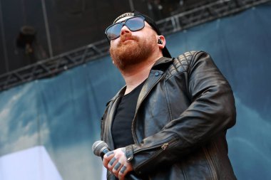 Sao Paulo (SP), Brezilya 03 / 02 / 2024 - Bu Cumartesi, Sao Paulo 'daki Allianz Parque Stadyumu' nda düzenlenen I Wanna Be Tour festivali sırasında Asking Alexandria grubunun gösterisi.