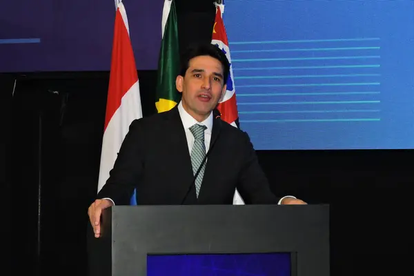Sao Paulo Brasilien 2024 Guvernör Sao Paulo Tarcisio Freitas Transportminister — Stockfoto