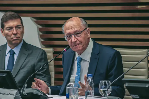 São Paulo Brasil 2024 Vice Presidente Geraldo Alckmin Participa Encontro — Fotografia de Stock