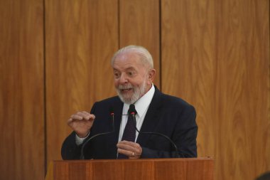 Brasilia (DF), Brezilya 03 / 06 / 2024 - Brezilya Cumhuriyeti Başkanı Luis Inacio Lula da Silva, İspanya Hükümeti Başkanı Pedro Sanches 'i Palacio do Planalto' ya resmi bir ziyarette bulundu