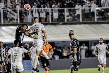 Santos (SP), Brezilya - 03 / 09 / 2024: Bu cumartesi gecesi Santos-SP kentinde düzenlenen 2024 Paulista Futbol Şampiyonası için geçerli olan Palmeiras ile Botafogo arasında oynanan karşılaşmada fırlatın.